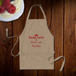 behålla lugn -Pavlova Förkläde<br><div class="desc">Behålla lugn och gör lite Pavlova. Lönsam textdesign tryckt på en khaki apron .Ge till någon som kärlekar den här nybaserade desserten .Design av Alma Wad .//// se en tårtpanna med matningsdesign :</div>