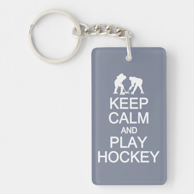 Behålla Lugn & Play Hockey anpassningsbar färg nyc Nyckelring (Framsidan)