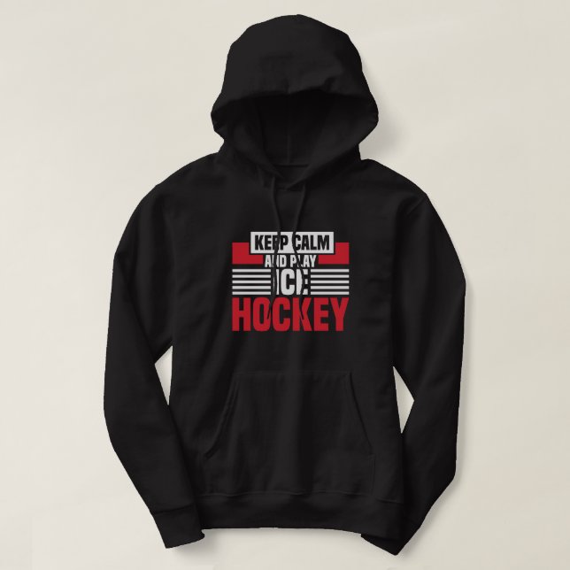 Behålla Lugn Play Hockey Hoodie (Design framsida)