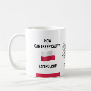 Behålla Lugn Polen & Funny Text, Polska Flagga Kaffemugg