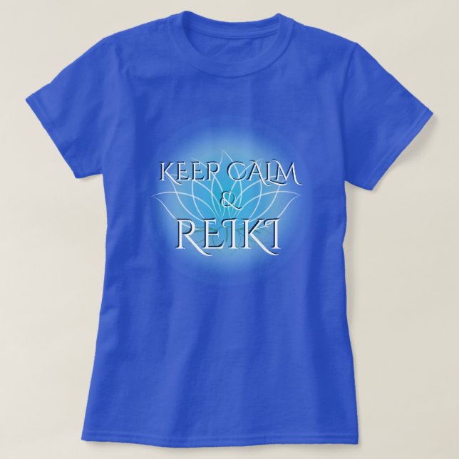"Behålla Lugn & Reiki" med Lotus Flower T-Shirt (Design framsida)