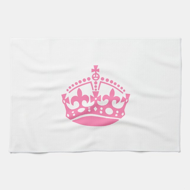 Behålla lugn rosa seger krona kökshandduk (Horisontell)