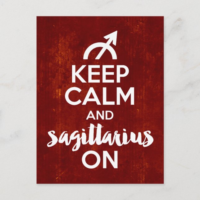 Behålla Lugn Sagittarius på födelsedagsrött Vykort (Framsida)