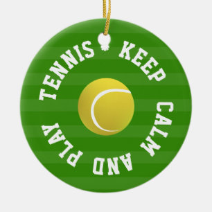 BEHÅLLA LUGN TENNIS BOLL - Personlig TEXT Julgransprydnad Keramik