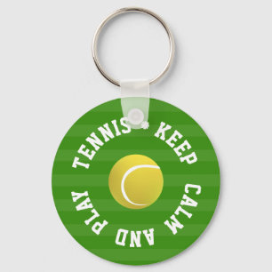 BEHÅLLA LUGN TENNIS BOLL - Personlig TEXT Nyckelring