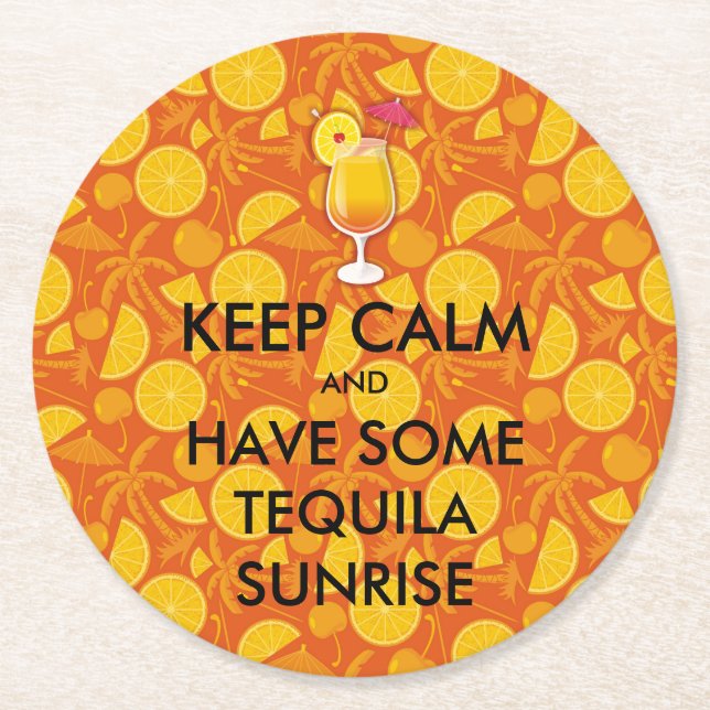 Behålla Lugn - Tequila Sunrise Underlägg Papper Rund (Framsidan)