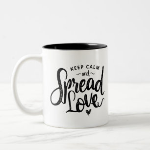 Behålla Lugn Text Art Kärlek Art Inspirationshjärt Två-Tonad Mugg