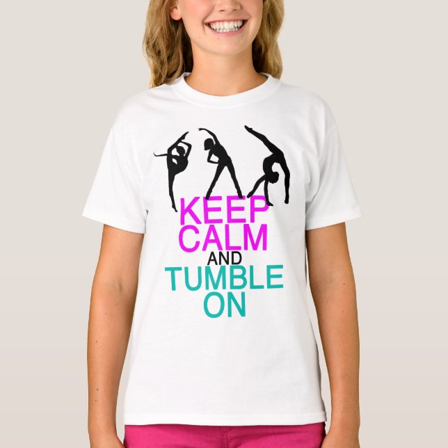 Behålla Lugn Tumble on Gymnastics Cute Kids T Shirt (Framsida)