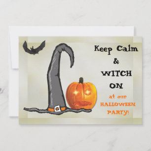 Behålla Lugn Witch Hat Halloween fest Inbjudningar