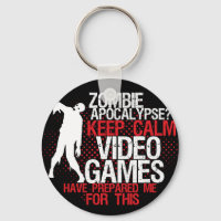 Behålla Lugn Zombie Apocalypse Funny Gamers Keycha