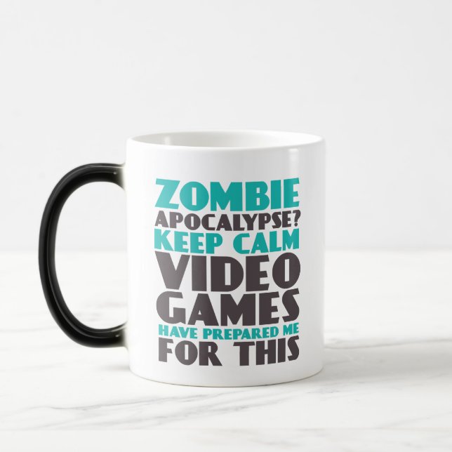Behålla Lugn Zombie Apocalypse Gamers Funny Mug Magisk Mugg (Vänster)