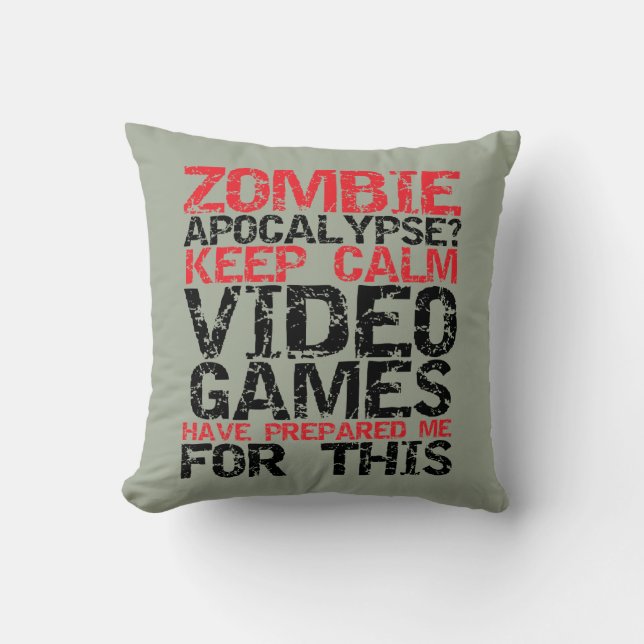 Behålla Lugn Zombie Apocalypse Pillow for Gamer Ge Kudde (Framsida)