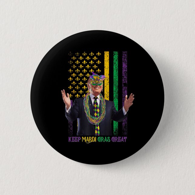 Behålla Mardi Gras Underbar Funny Trump Mardi Gras Knapp (Framsida)