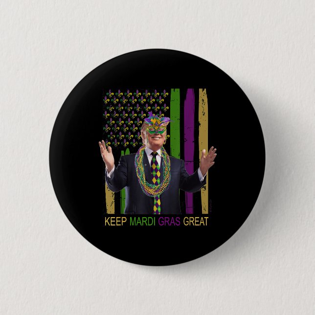 Behålla Mardi Gras Underbar Funny Trump Mardi Gras Knapp (Framsida)