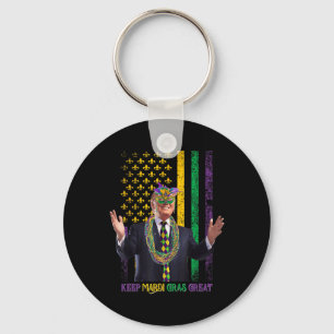 Behålla Mardi Gras Underbar Funny Trump Mardi Gras Nyckelring