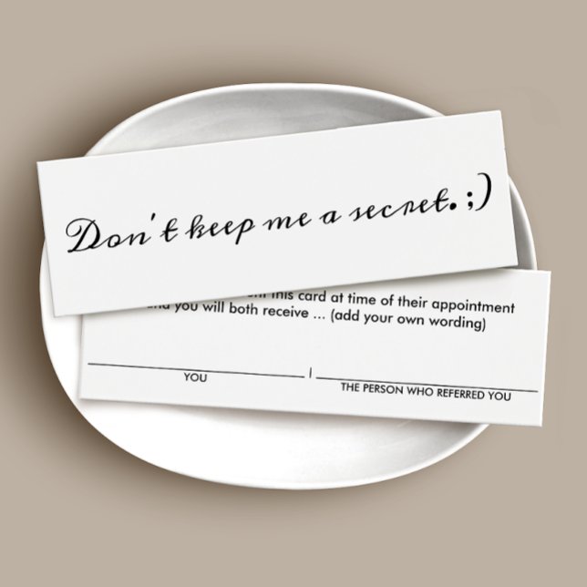 Behålla mig inte ett hemligt kundreferenskort litet visitkort (Skapare uppladdad)