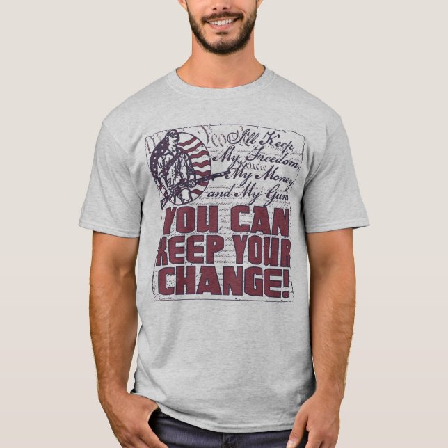 Behålla min frihet. Pengar och vapen T-shirt (Framsida)