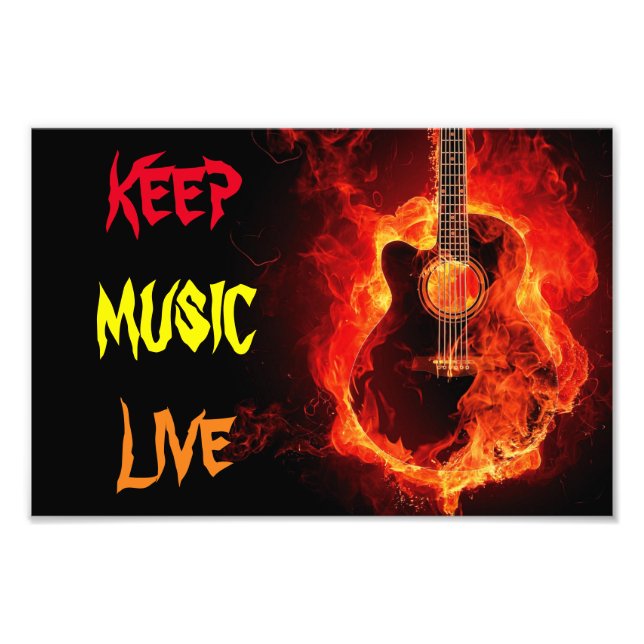 behålla musik live-skrikande guitar fototryck (Framsidan)