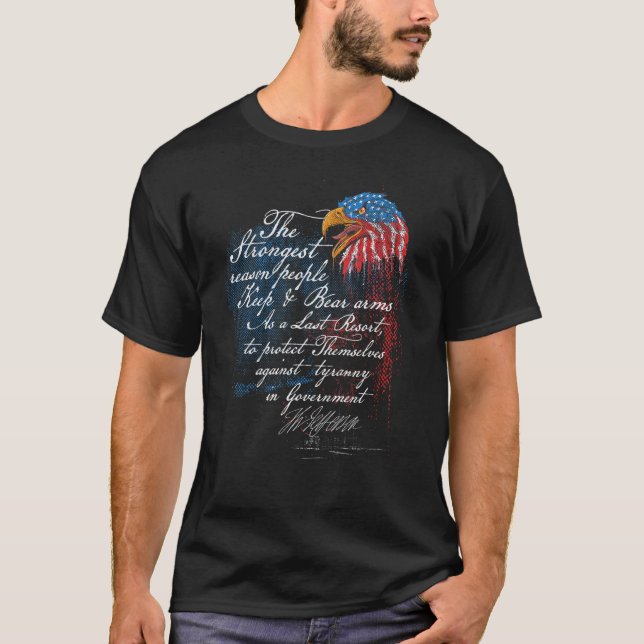 Behålla och Bear Arm Thomas Jefferson Patriotic Qu T Shirt (Framsida)