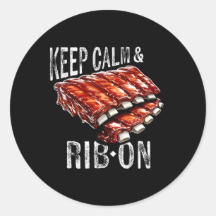 Behålla och revben på BBq Rib Älskare Gr Runt Klistermärke