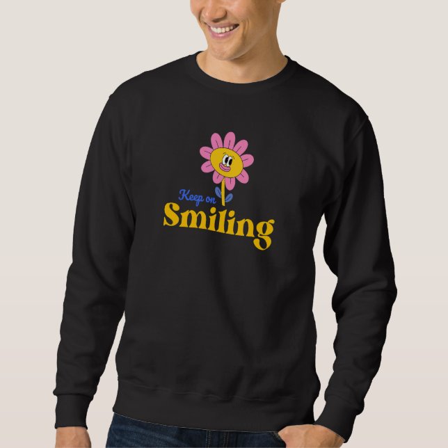 Behålla om leende asetiskt leende blommande tandlä lång ärmad tröja (Framsida)