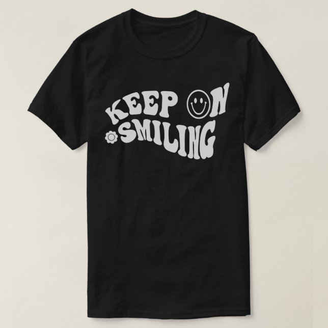 Behålla om leende Retro Smile Ansikte Mental Healt T Shirt (Design framsida)