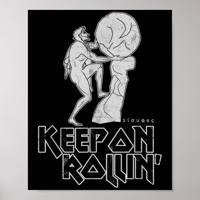 Behålla om rullin grekiska myth of Sisyphus Work P Poster (Framsidan)