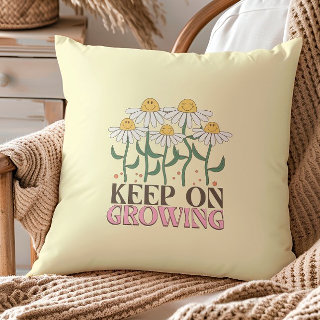 Behålla om växande positiva citattecken Retroplomm Kudde (Skapare uppladdad)