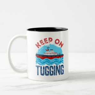 Behålla på bogserbåt på Tuggning Två-Tonad Mugg