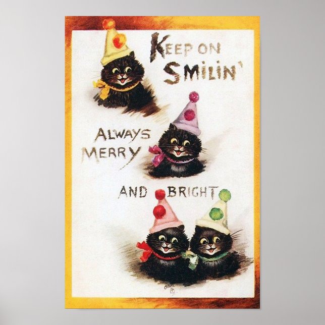 Behålla på Smilin, Black Cat, Louis Wain Poster (Framsidan)