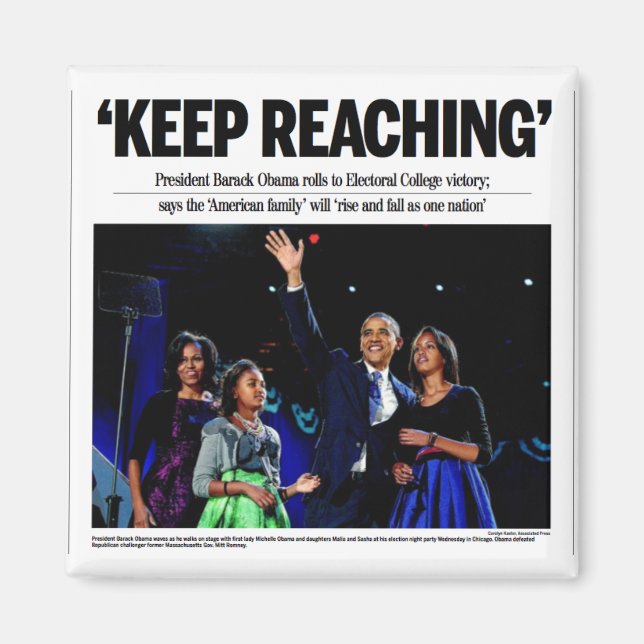 "Behålla Reaching" Obama Magnet (Framsidan)