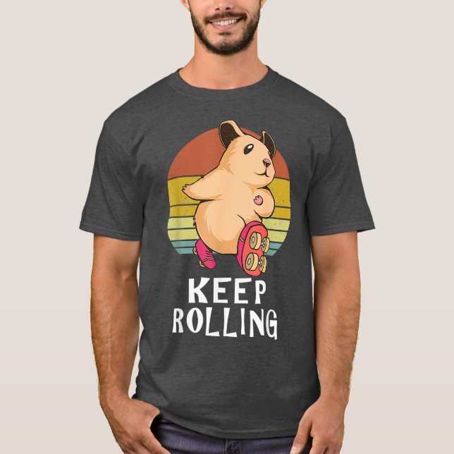 Behålla Rolling a Hamster Roller Skating T Shirt (Framsida)