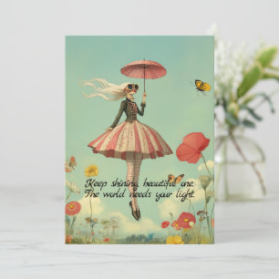 Behålla Shining Whimsical Girl Greeting Card Kort