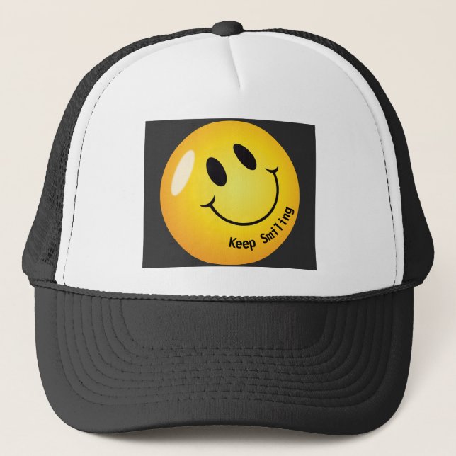 Behålla Smiling Emoji Loely Elegant Handsome-Cap Keps (Framsida)