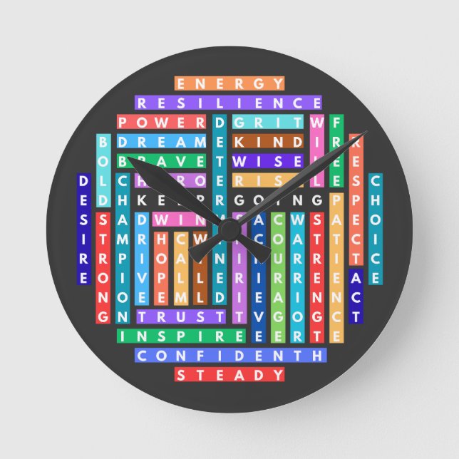 Behålla som går Motiverar sökcirkel för Ord Rund Klocka (Framsida)