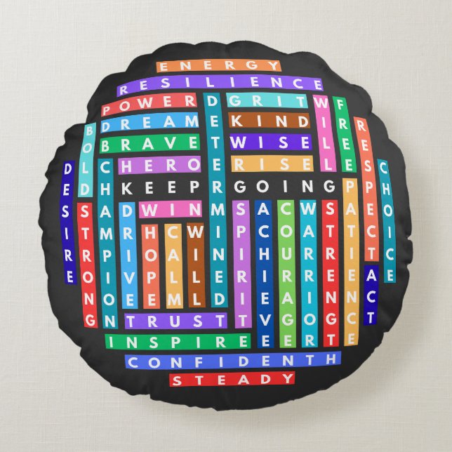 Behålla som går Motiverar sökcirkel för Ord Rund Kudde (Framsidan)