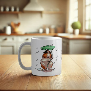 Behålla som leende Lycklig Guinea Gris som njuter Kaffemugg