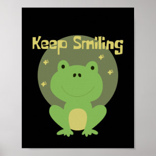 Behålla som leker Kawaii grönt baby groda som ler Poster