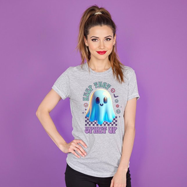 Behålla som väcker Groovy-taloky Flower Ghost T Shirt (Keep That Spirit Up Groovy Spooky Flower Ghost T-Shirt.)