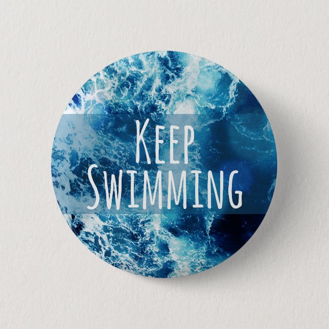 Behålla Swimming Ocean Motivational Knapp (Framsida)