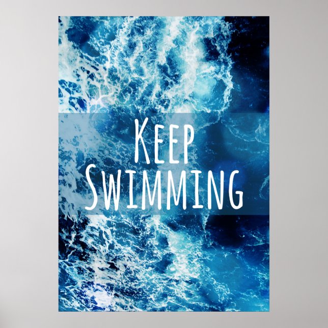 Behålla Swimming Ocean Motivational Poster (Framsidan)