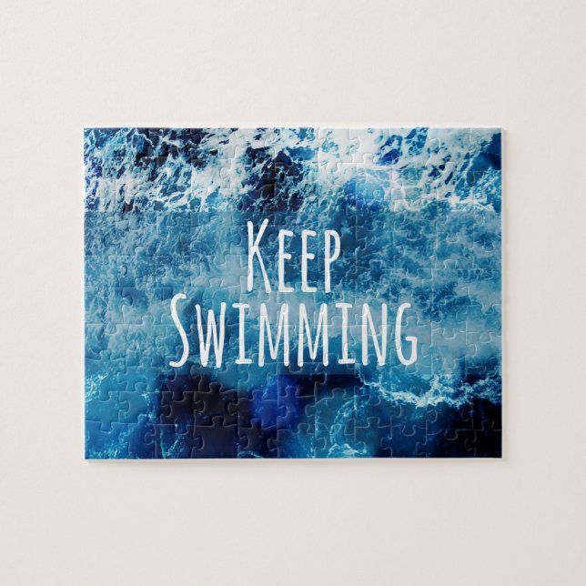 Behålla Swimming Ocean Motivational Pussel (Horisontell)