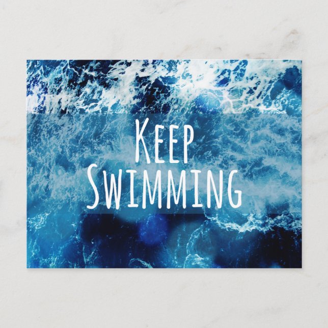 Behålla Swimming Ocean Motivational Vykort (Framsida)