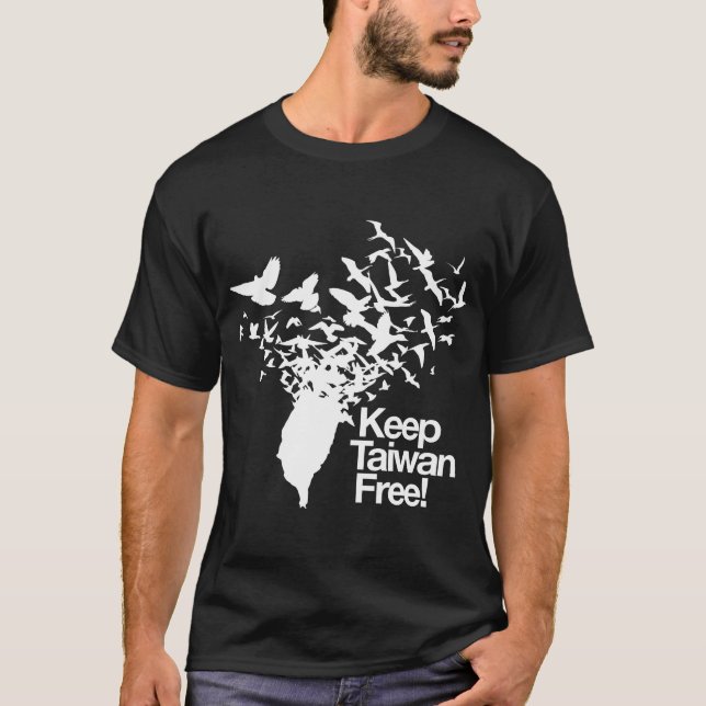 Behålla Taiwan Free med Peace Birds som flyger ut  T Shirt (Framsida)