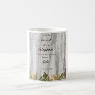 Behålla Theart Wood Flower Bible Verse Coffee Mugg