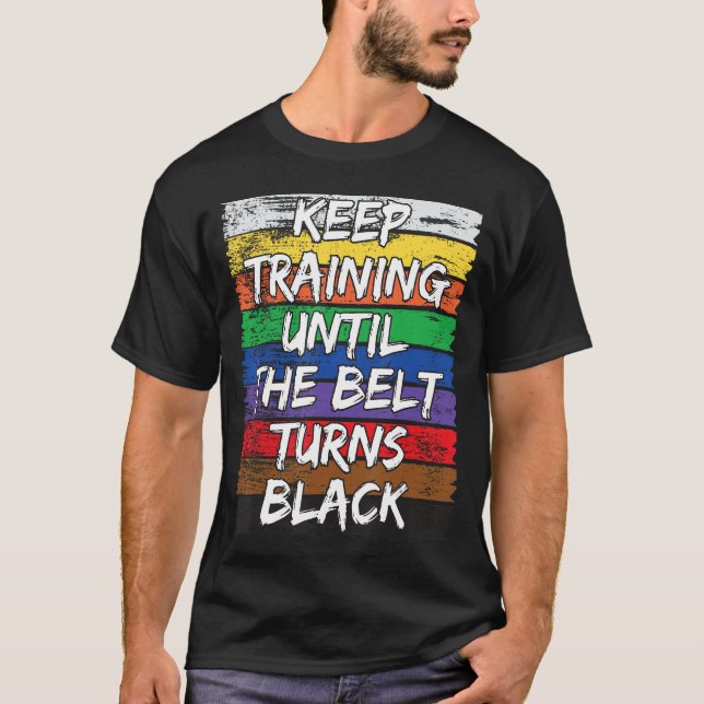 Behålla till dess att Bälte förvandlar svart stres T Shirt (Framsida)