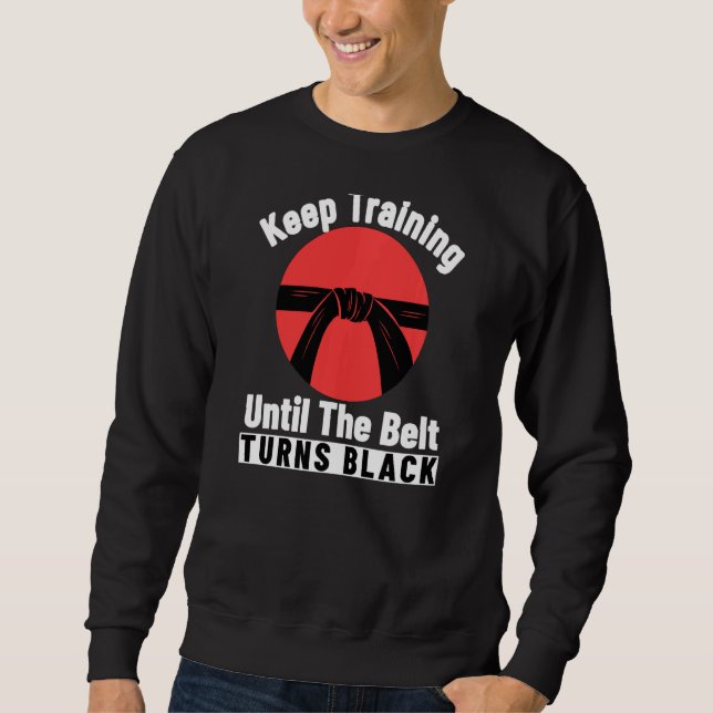 Behålla till dess att Bälte Turns Black Karate Lång Ärmad Tröja (Framsida)