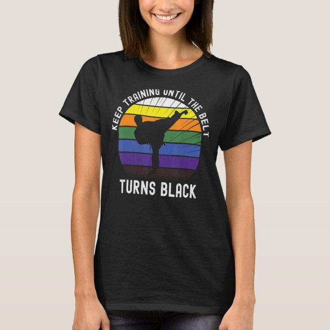 Behålla till dess att Bälte vrider Black Karate T Shirt (Framsida)