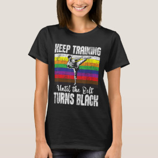 Behålla till dess att Bälte vrider Black Karate T Shirt