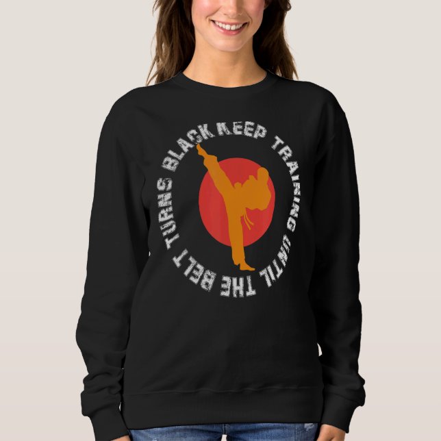 Behålla till dess att Bälte vrider Black Karate T Shirt (Framsida)
